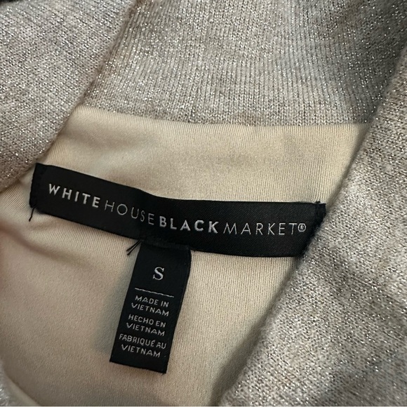 White House Black Market Metallic Shimmer Knit Dress Gray Silver Small - Picture 6 of 16